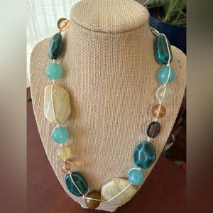 Multicolor Chunky Acrylic Pebble Bead Necklace
